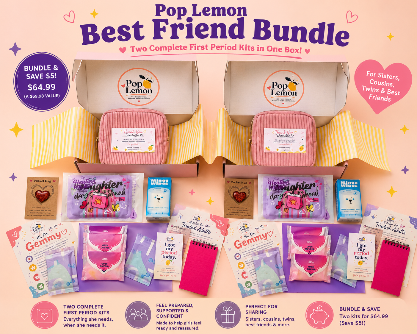 Pop Lemon Best Friend Bundle with two complete first-period kits