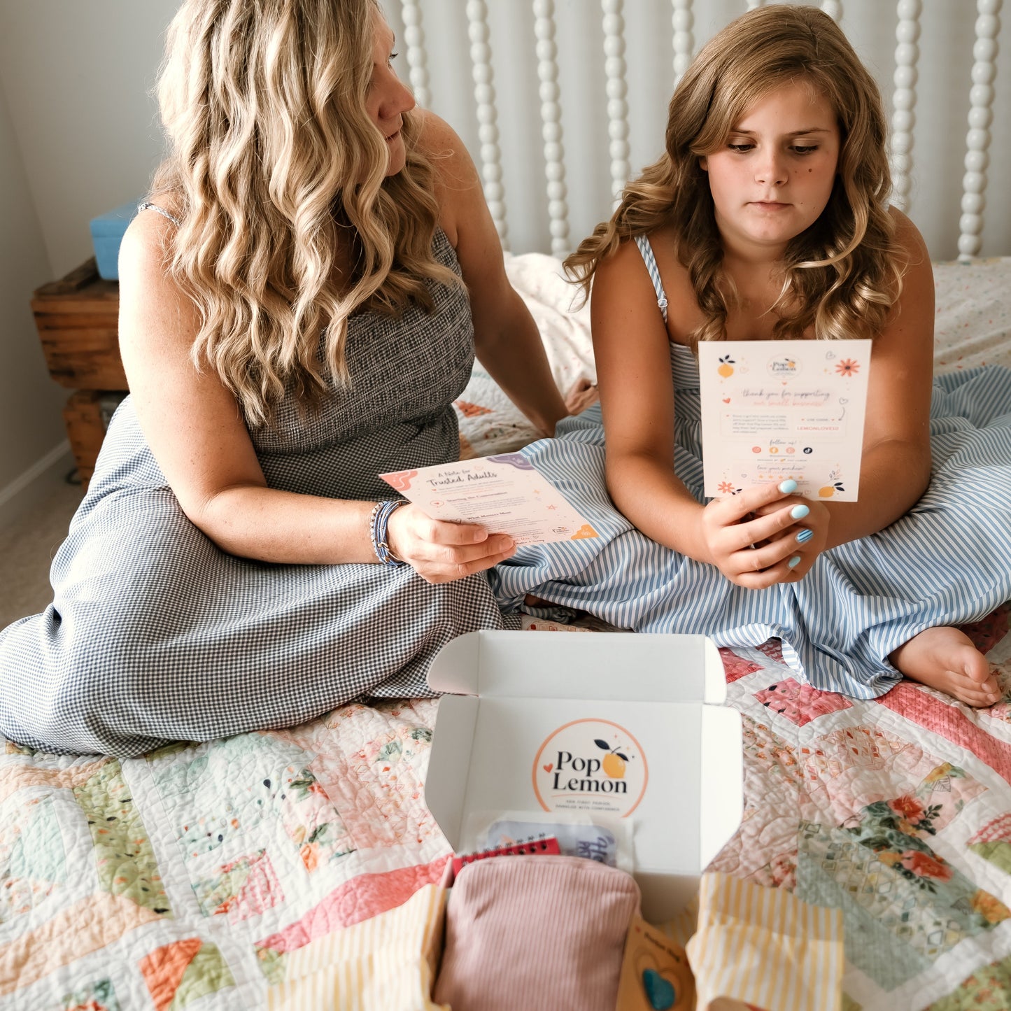 Heather and Gemmy are exploring the Pop Lemon first-period kit together